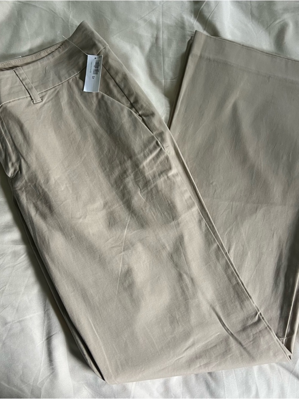 NWT Old Navy Women’s Chino Trouser Mid-Rise Pants — Light Khaki Size 12